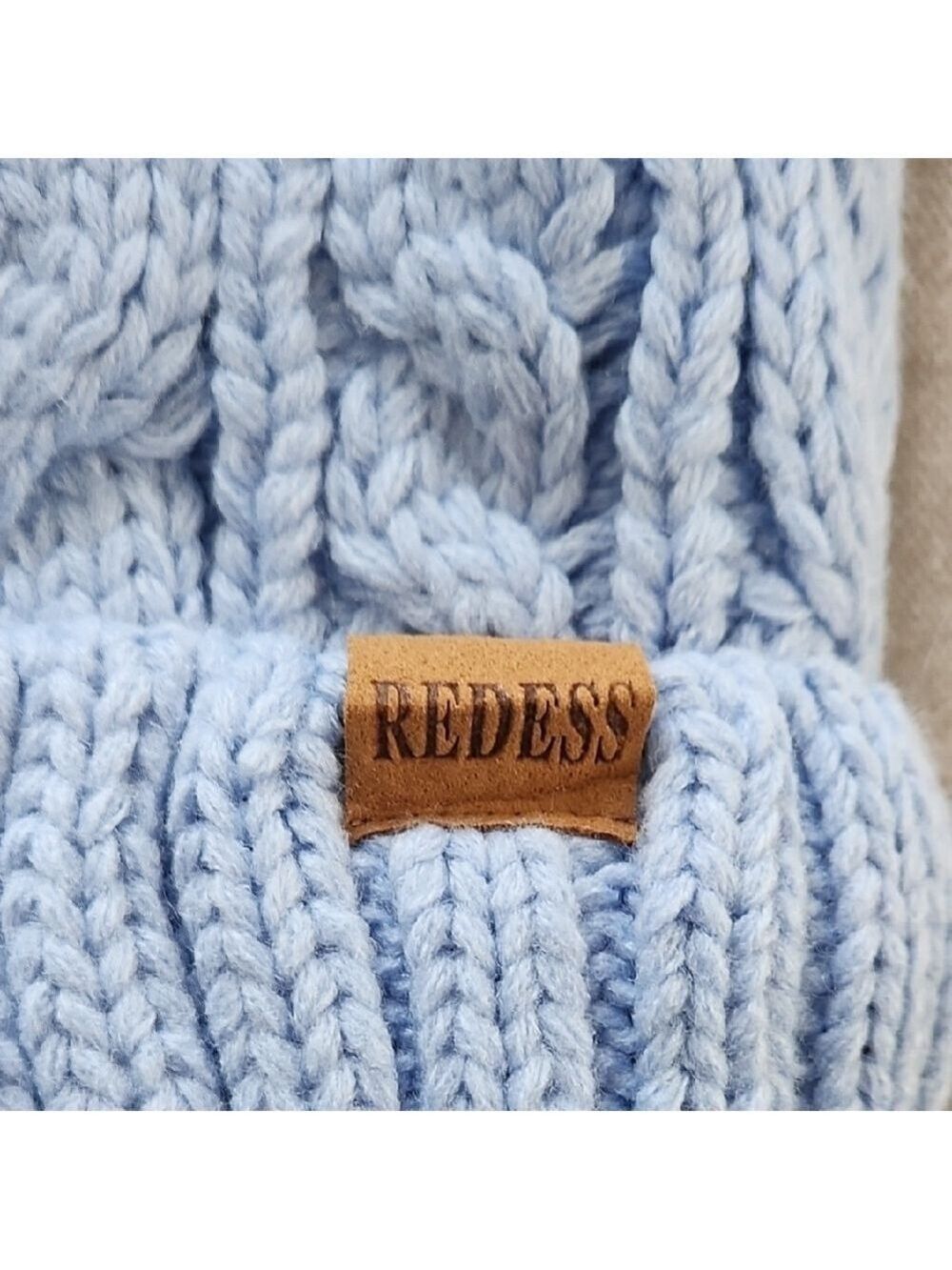 Cozy Blue Knit Pom-Pom Hat - Picture 2 of 5